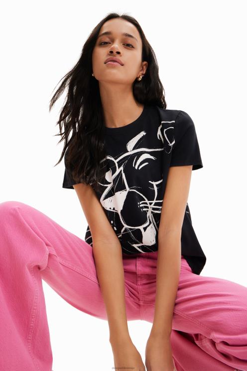 oblačila NFXLT935 ženske Desigual roza panter kontrastna majica