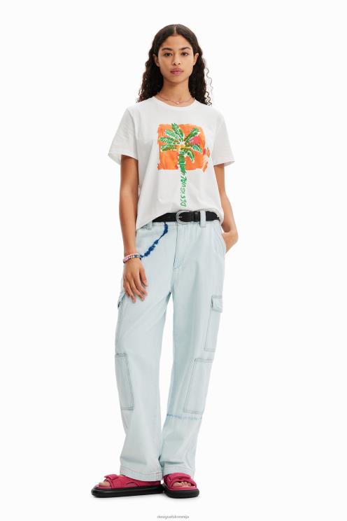 oblačila NFXLT940 ženske Desigual majica s tropsko palmo