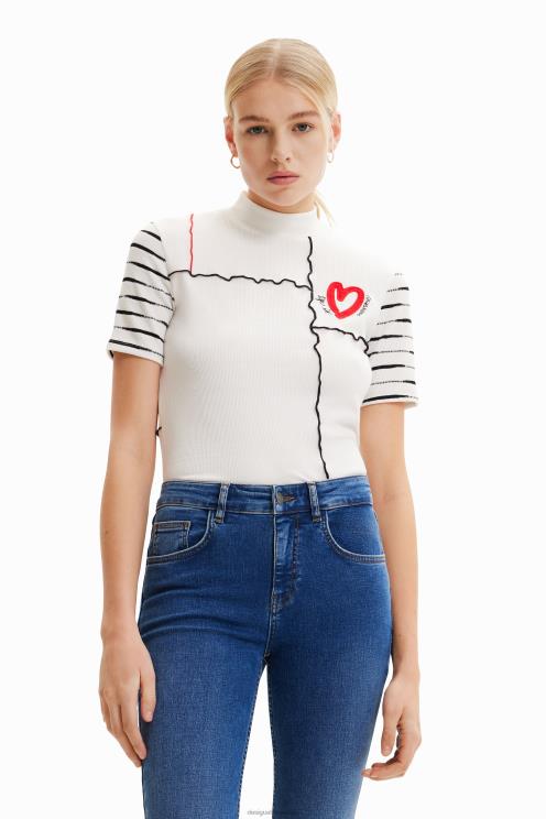 oblačila NFXLT969 ženske Desigual kratka rebrasta patchwork majica