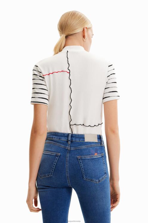 oblačila NFXLT969 ženske Desigual kratka rebrasta patchwork majica