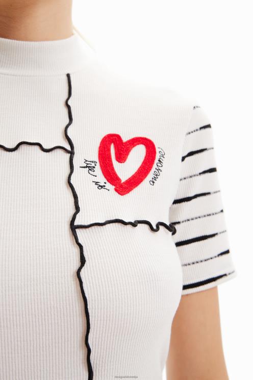 oblačila NFXLT969 ženske Desigual kratka rebrasta patchwork majica