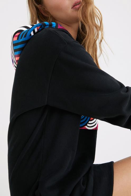 oblačila NFXLT1038 ženske Desigual kratka plišasta obleka s kapuco