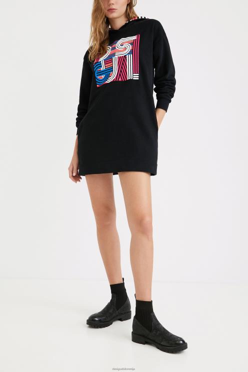 oblačila NFXLT1038 ženske Desigual kratka plišasta obleka s kapuco