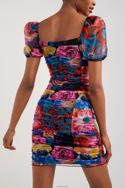 oblačila NFXLT1063 ženske Desigual obleka s cvetličnimi naborki