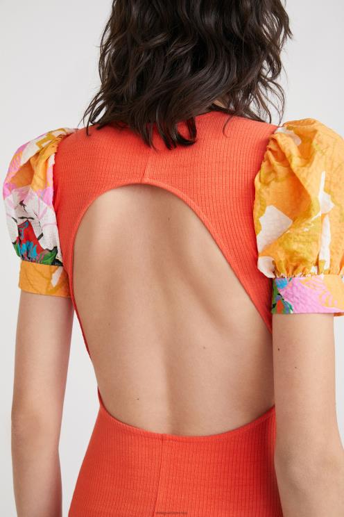 oblačila NFXLT1073 ženske Desigual midi obleka z izrezom na hrbtu