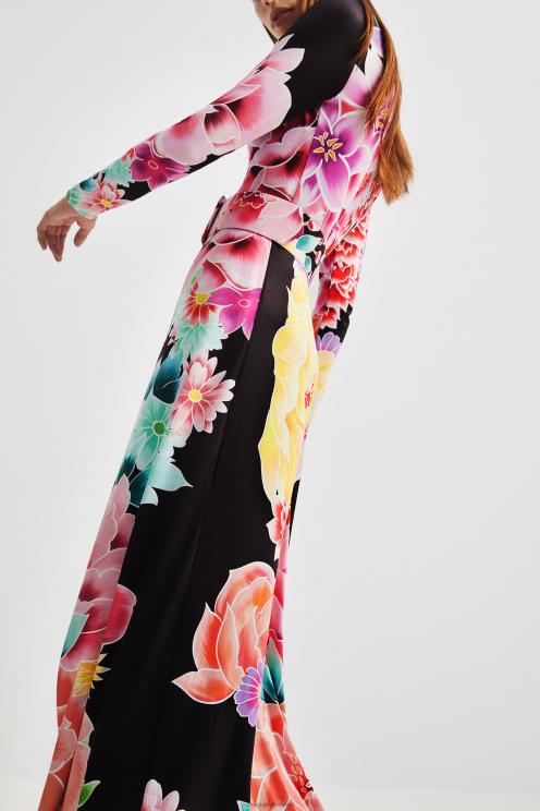 oblačila NFXLT1089 ženske Desigual dolga cvetlična obleka