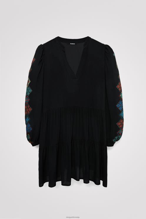 oblačila NFXLT1092 ženske Desigual etnična obleka z rokavi