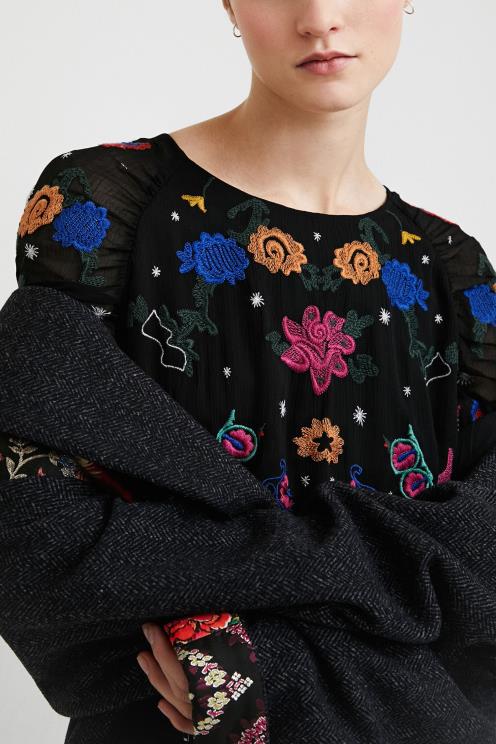 oblačila NFXLT1094 ženske Desigual midi obleka iz tila