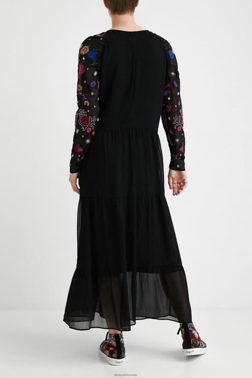 oblačila NFXLT1094 ženske Desigual midi obleka iz tila