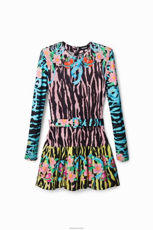 oblačila NFXLT1126 ženske Desigual zebrasta ozka kratka obleka