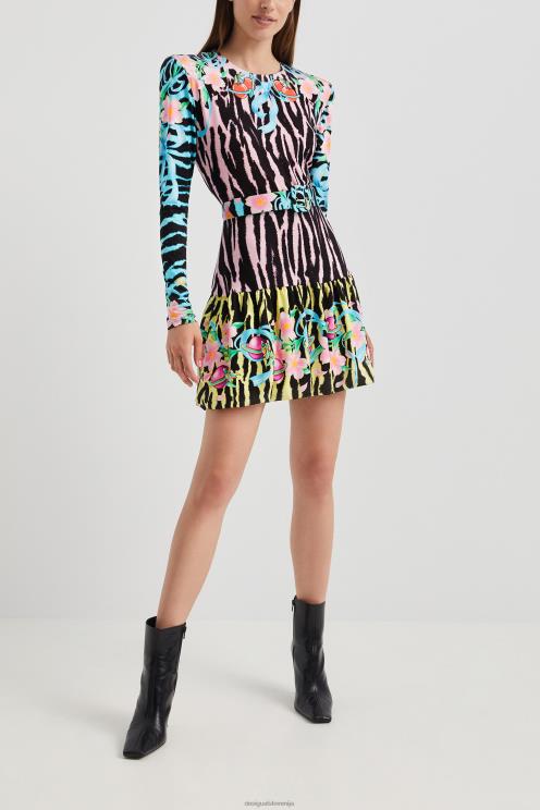 oblačila NFXLT1126 ženske Desigual zebrasta ozka kratka obleka