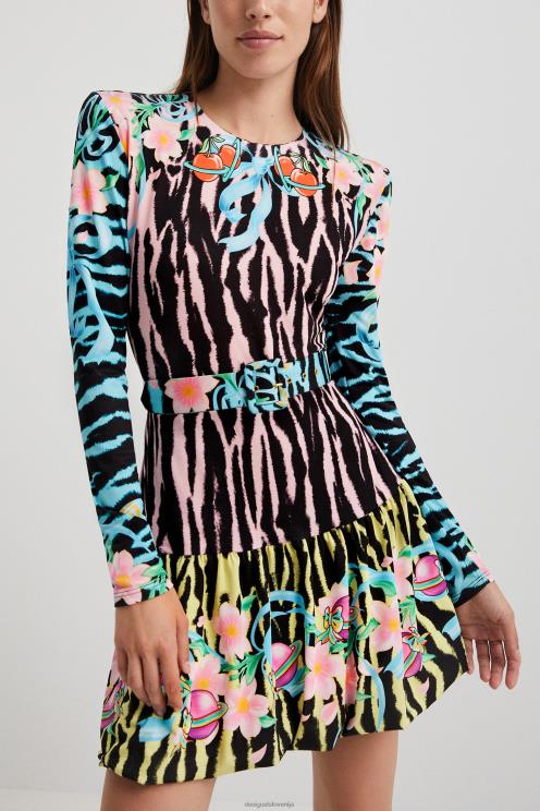 oblačila NFXLT1126 ženske Desigual zebrasta ozka kratka obleka