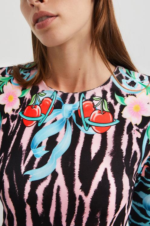 oblačila NFXLT1126 ženske Desigual zebrasta ozka kratka obleka