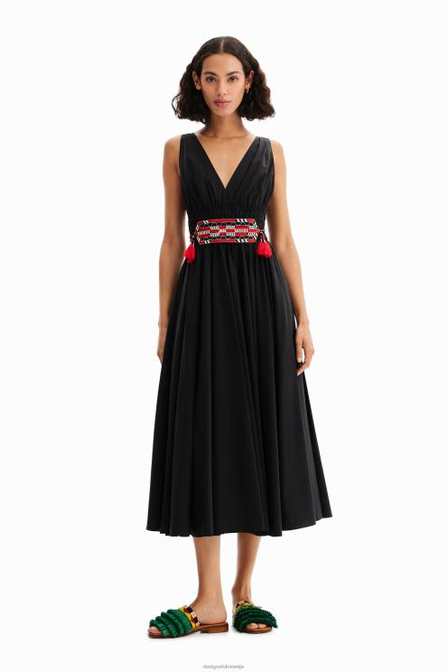 oblačila NFXLT126 ženske Desigual midi obleka s pasom stella jean