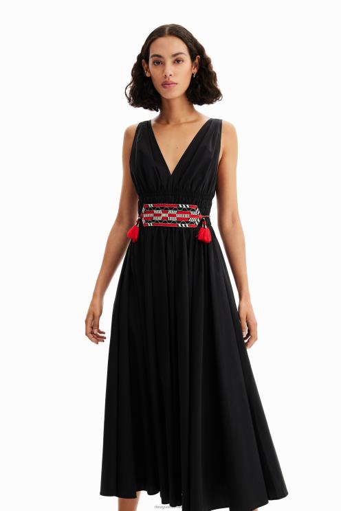 oblačila NFXLT126 ženske Desigual midi obleka s pasom stella jean