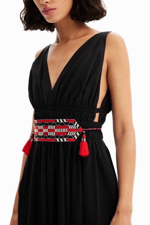 oblačila NFXLT126 ženske Desigual midi obleka s pasom stella jean