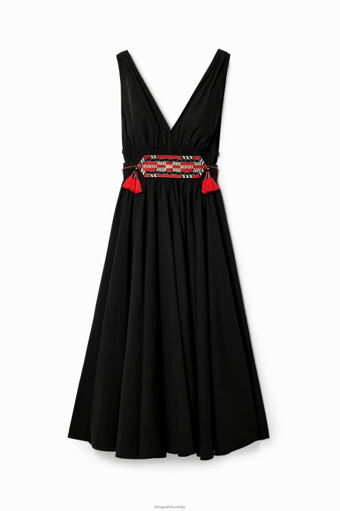 oblačila NFXLT126 ženske Desigual midi obleka s pasom stella jean