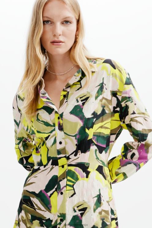 oblačila NFXLT158 ženske Desigual kratka cvetlična srajčna obleka