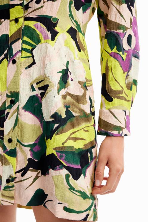 oblačila NFXLT158 ženske Desigual kratka cvetlična srajčna obleka