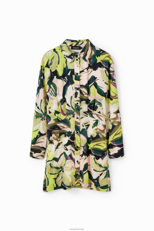 oblačila NFXLT158 ženske Desigual kratka cvetlična srajčna obleka