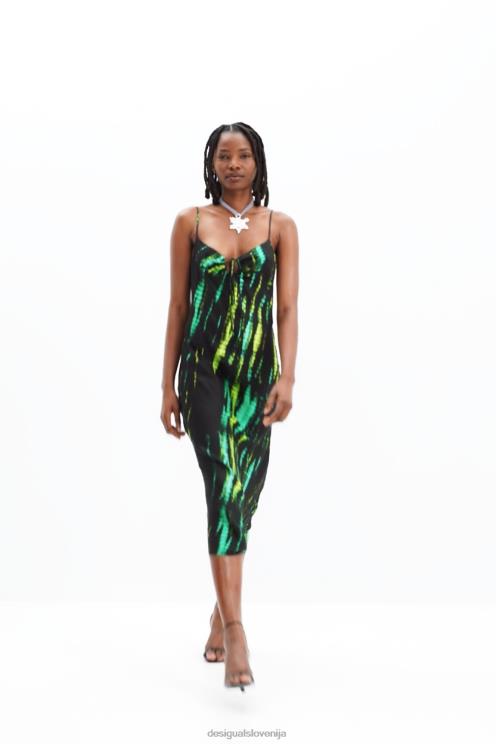 oblačila NFXLT19 ženske Desigual midi obleka z vezanjem