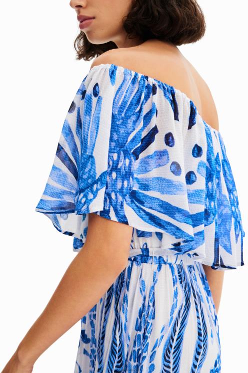 oblačila NFXLT1 ženske Desigual midi obleka stella jean z volančki