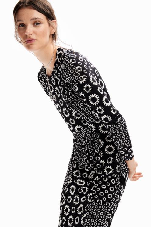 oblačila NFXLT206 ženske Desigual ozka midi obleka iz krpan