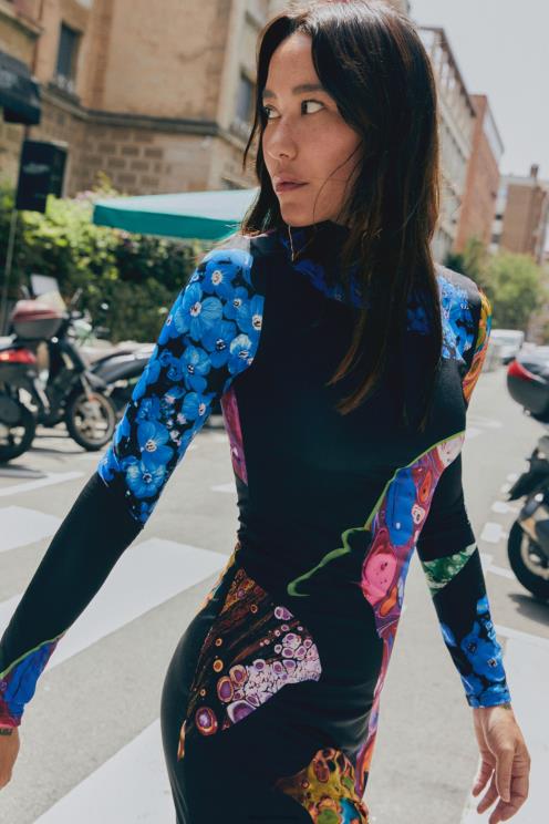 oblačila NFXLT22 ženske Desigual tanka midi obleka iz minerala