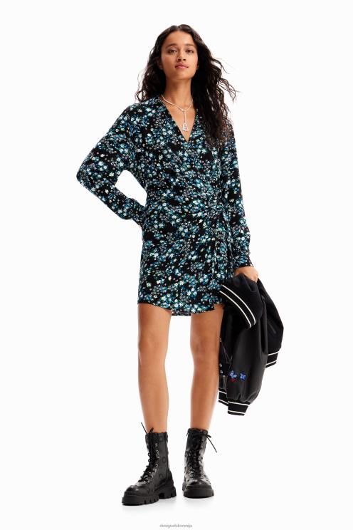 oblačila NFXLT234 ženske Desigual kratka obleka s cvetličnim motivom