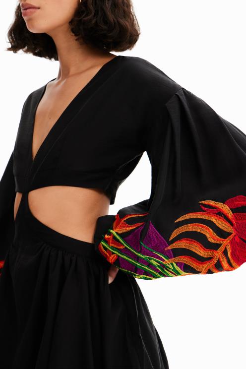 oblačila NFXLT286 ženske Desigual obleka s kratkim izrezom stella jean