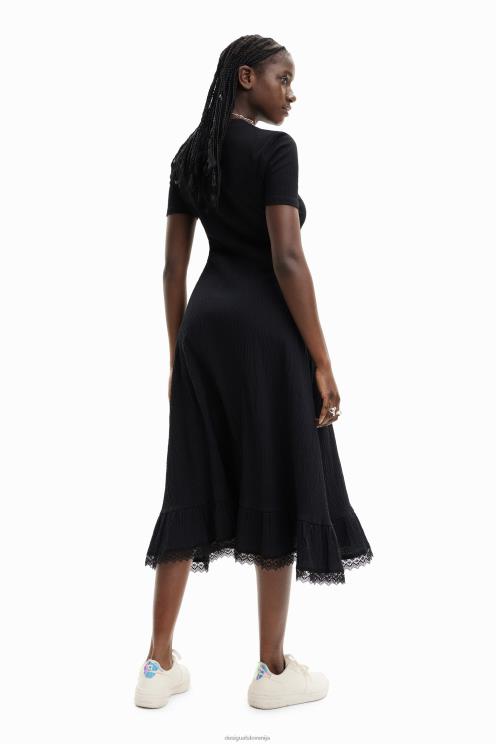 oblačila NFXLT309 ženske Desigual kombinacija teksturirane midi obleke