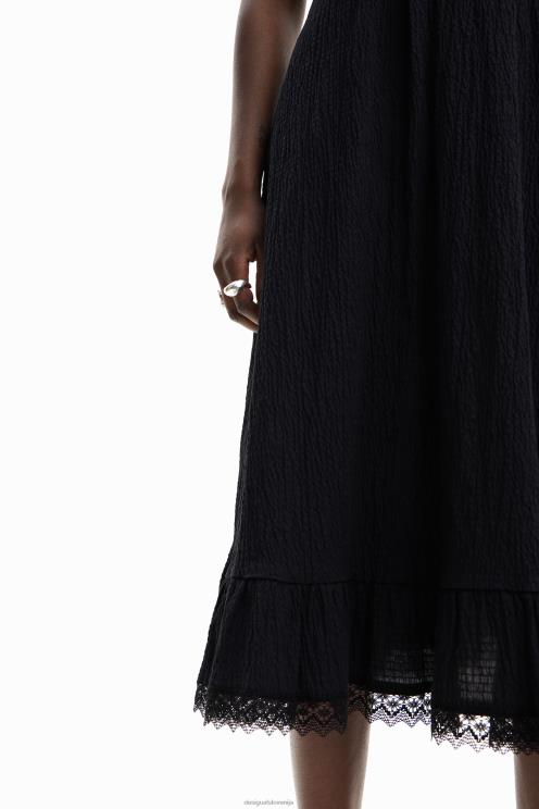 oblačila NFXLT309 ženske Desigual kombinacija teksturirane midi obleke