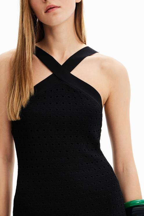 oblačila NFXLT326 ženske Desigual midi obleka z resicami