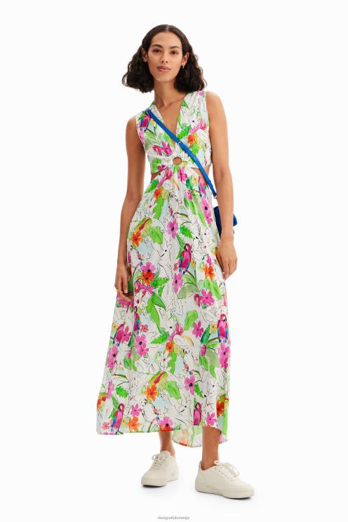 oblačila NFXLT332 ženske Desigual dolga obleka z izrezom