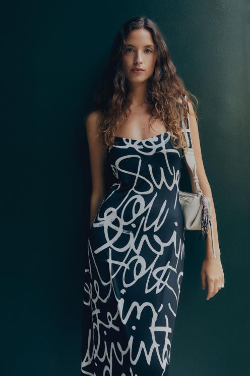 oblačila NFXLT33 ženske Desigual sporočilo midi slip obleka