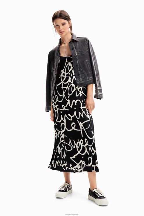 oblačila NFXLT33 ženske Desigual sporočilo midi slip obleka