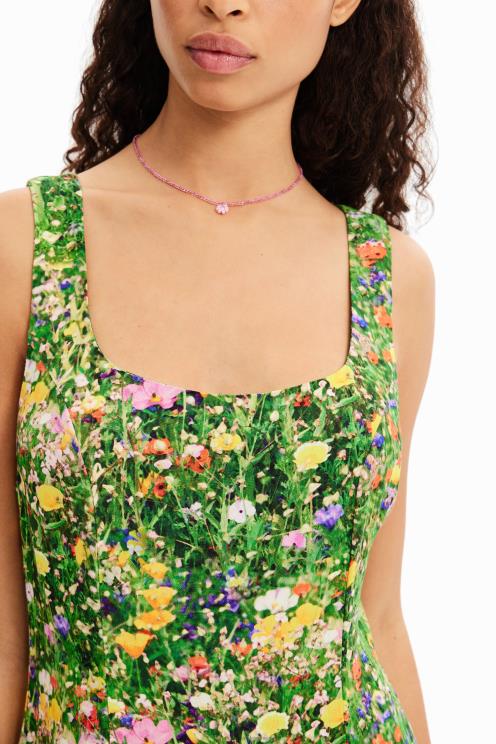 oblačila NFXLT381 ženske Desigual kratka cvetlična obleka