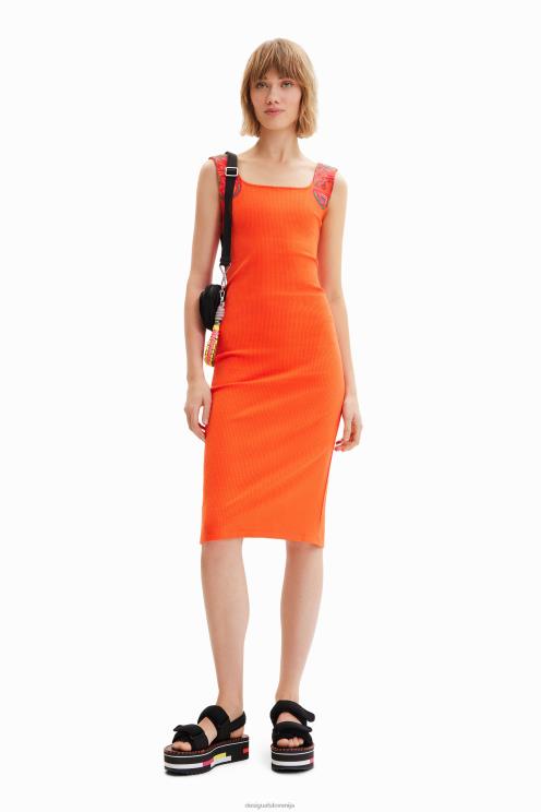 oblačila NFXLT396 ženske Desigual ozka rebrasta obleka na naramnice