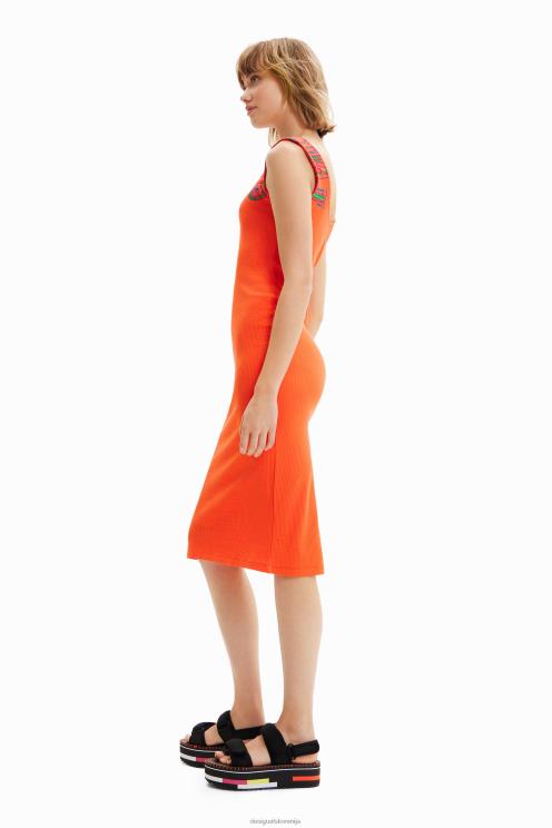 oblačila NFXLT396 ženske Desigual ozka rebrasta obleka na naramnice