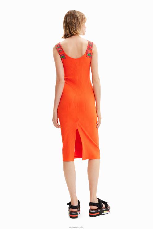 oblačila NFXLT396 ženske Desigual ozka rebrasta obleka na naramnice