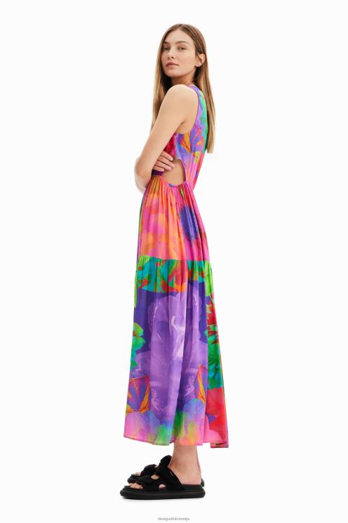 oblačila NFXLT403 ženske Desigual dolga obleka s cvetličnim izrezom