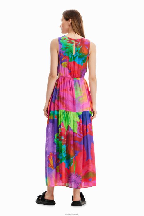 oblačila NFXLT403 ženske Desigual dolga obleka s cvetličnim izrezom