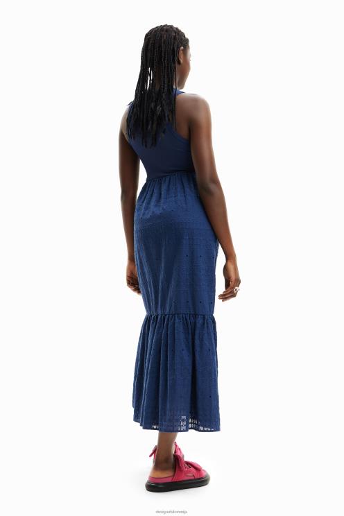 oblačila NFXLT426 ženske Desigual dolga vezena kombinirana obleka