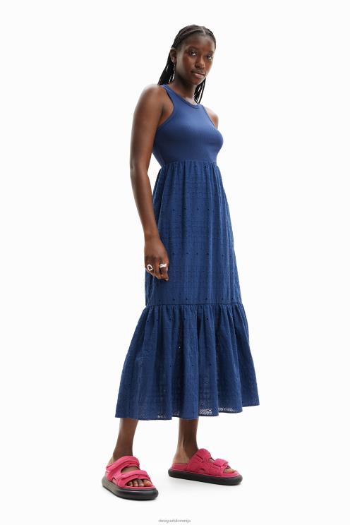 oblačila NFXLT426 ženske Desigual dolga vezena kombinirana obleka