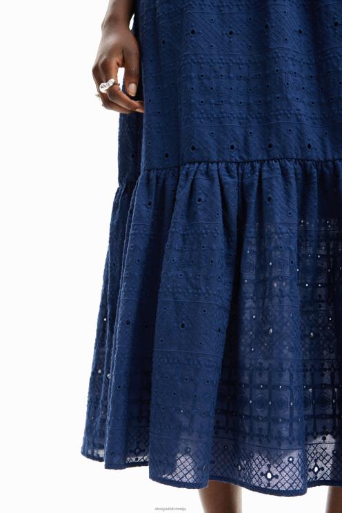 oblačila NFXLT426 ženske Desigual dolga vezena kombinirana obleka