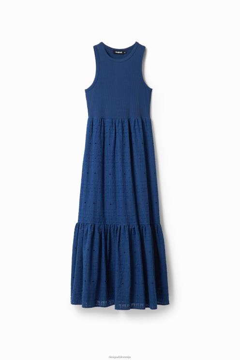 oblačila NFXLT426 ženske Desigual dolga vezena kombinirana obleka