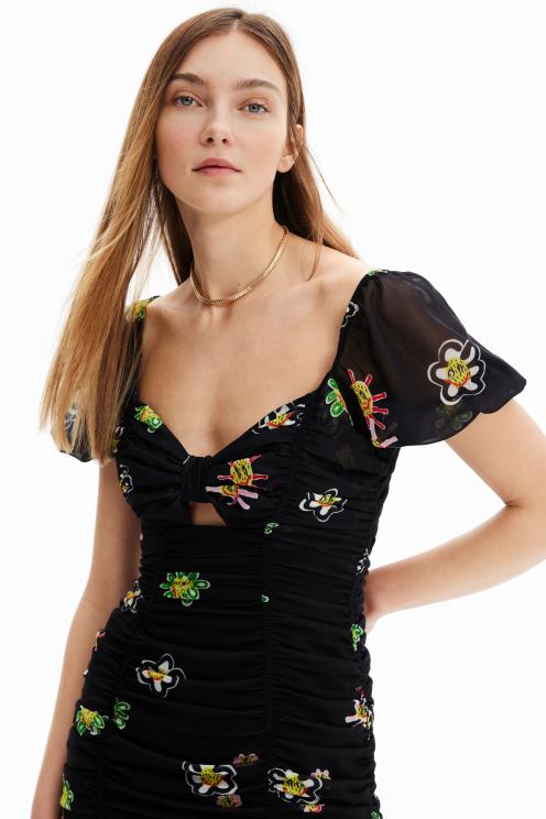 oblačila NFXLT428 ženske Desigual kratka obleka z naborki