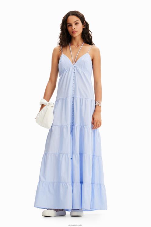 oblačila NFXLT467 ženske Desigual dolga črtasta obleka