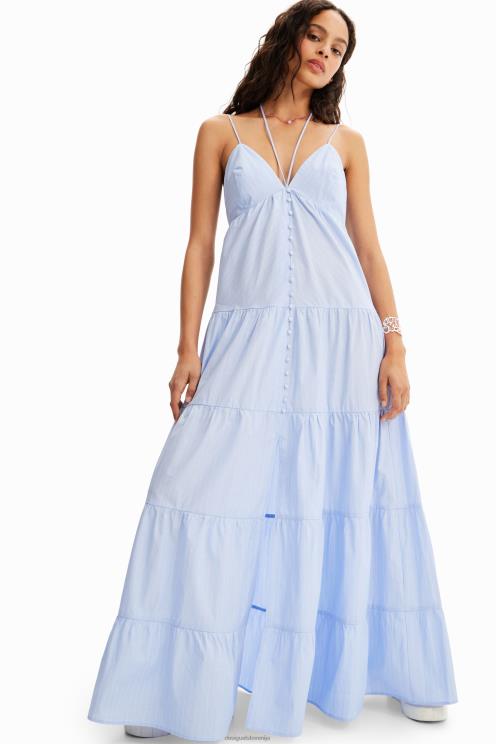 oblačila NFXLT467 ženske Desigual dolga črtasta obleka