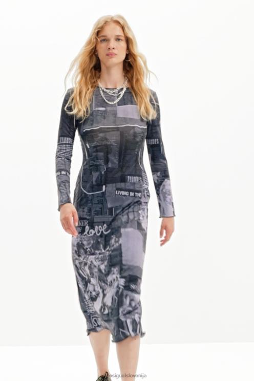 oblačila NFXLT48 ženske Desigual ozka časopisna midi obleka